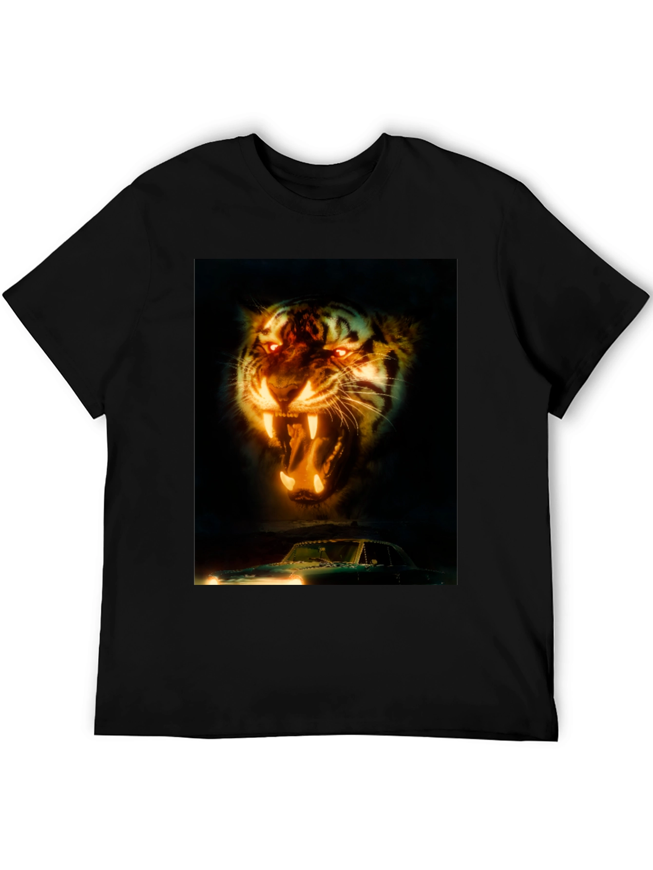 Tiger and Car Graphic T-Shirt