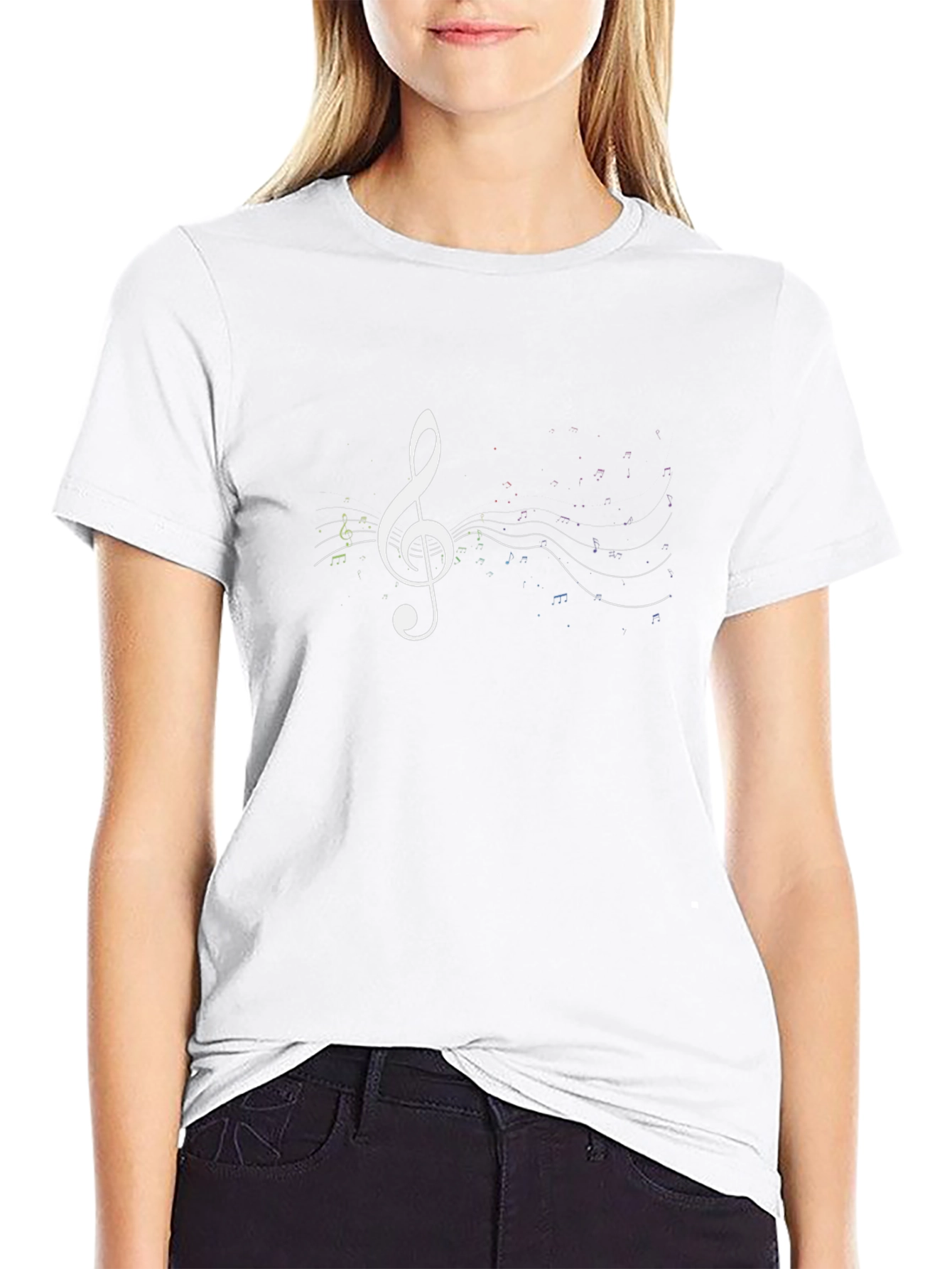 Music Treble Clef Graphic Tee - Black Cotton T-Shirt