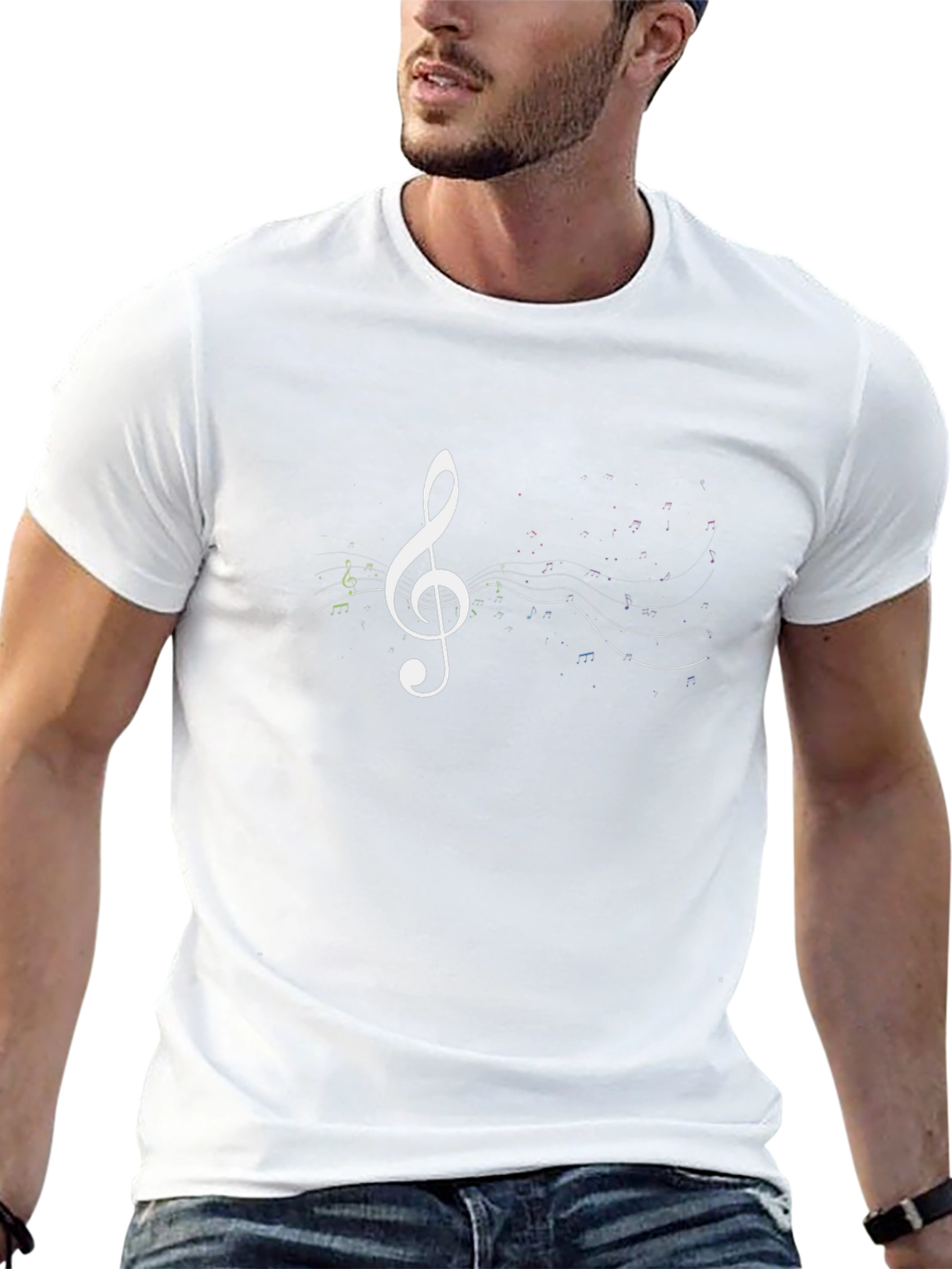 Music Treble Clef Graphic Tee - Black Cotton T-Shirt