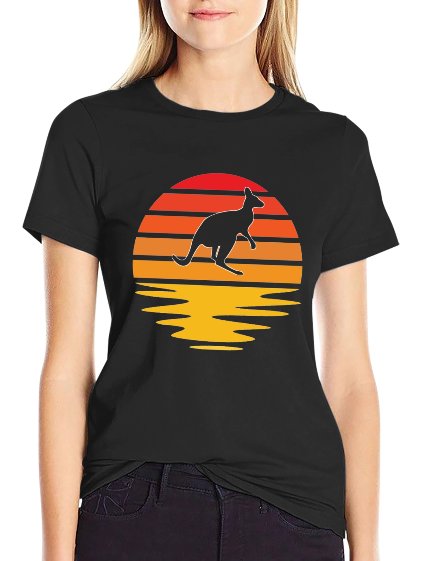 Kangaroo Sunset Graphic T-Shirt