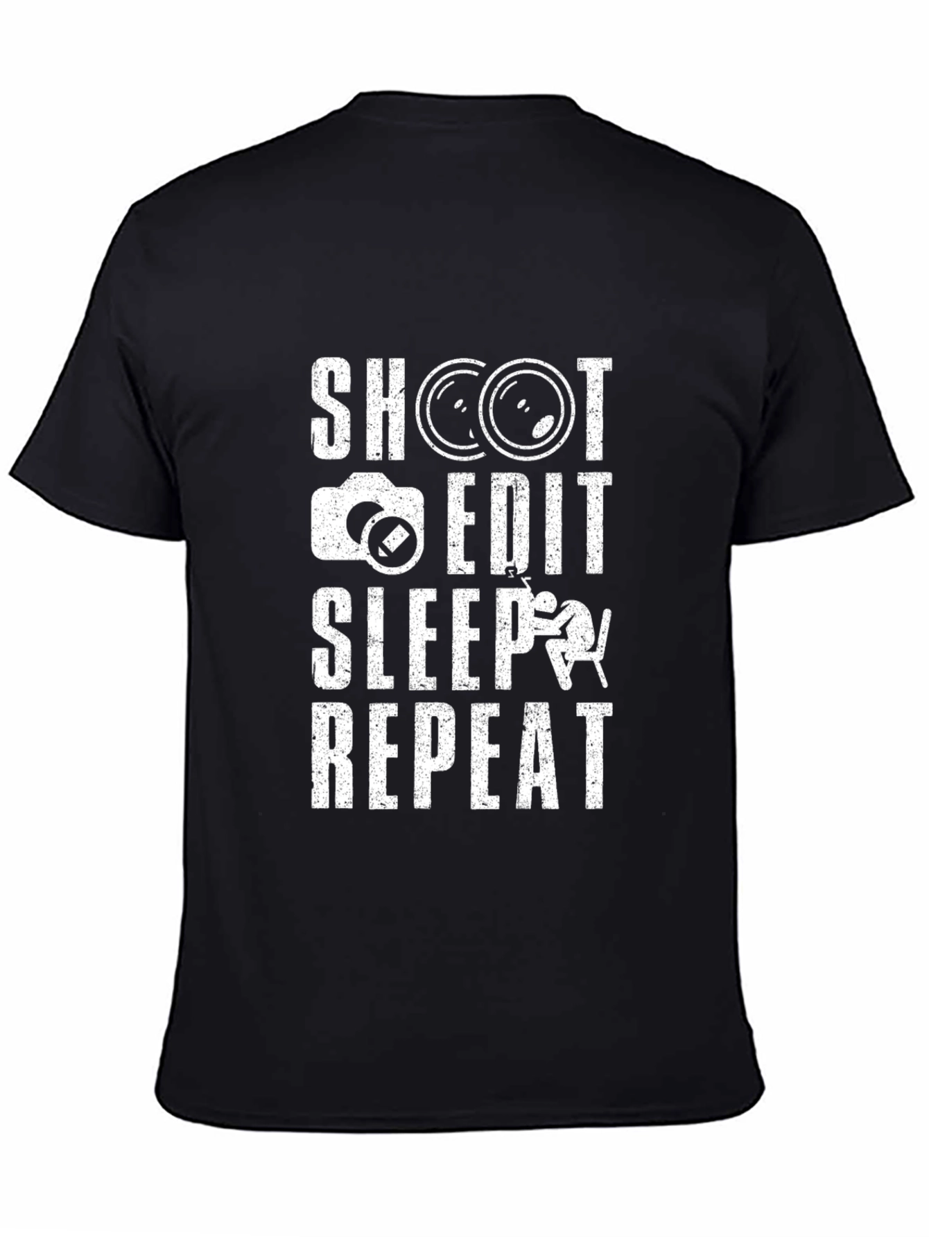 Photographers Shoot Edit Sleep Repeat Black T-Shirt