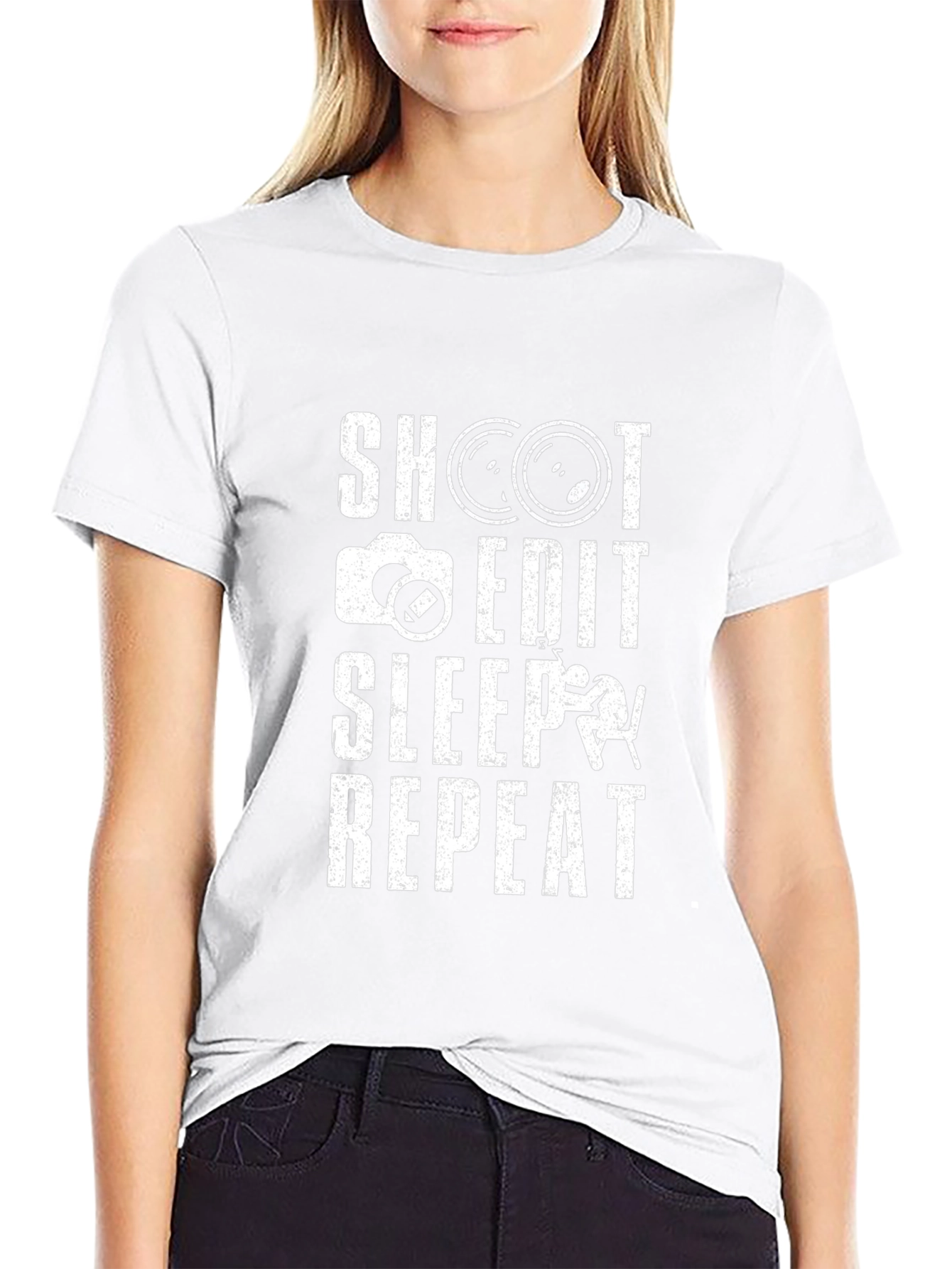 Photographers Shoot Edit Sleep Repeat Black T-Shirt
