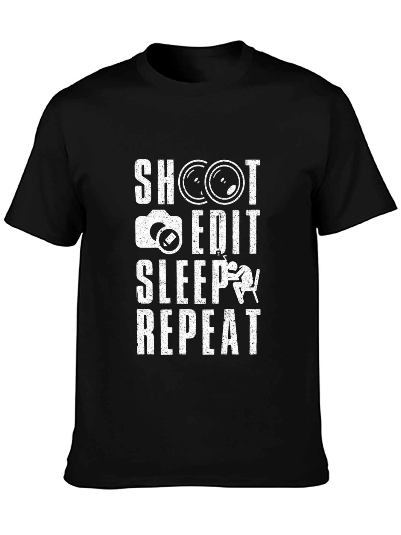 Photographers Shoot Edit Sleep Repeat Black T-Shirt