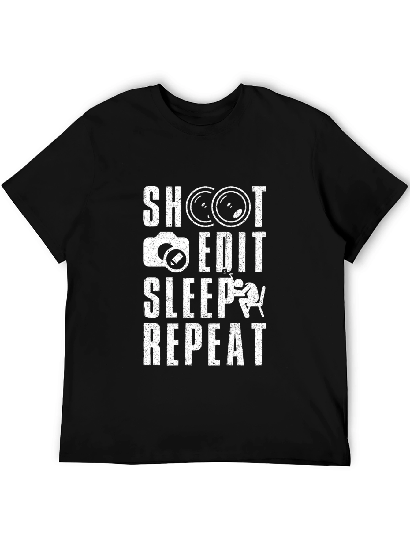 Photographers Shoot Edit Sleep Repeat Black T-Shirt