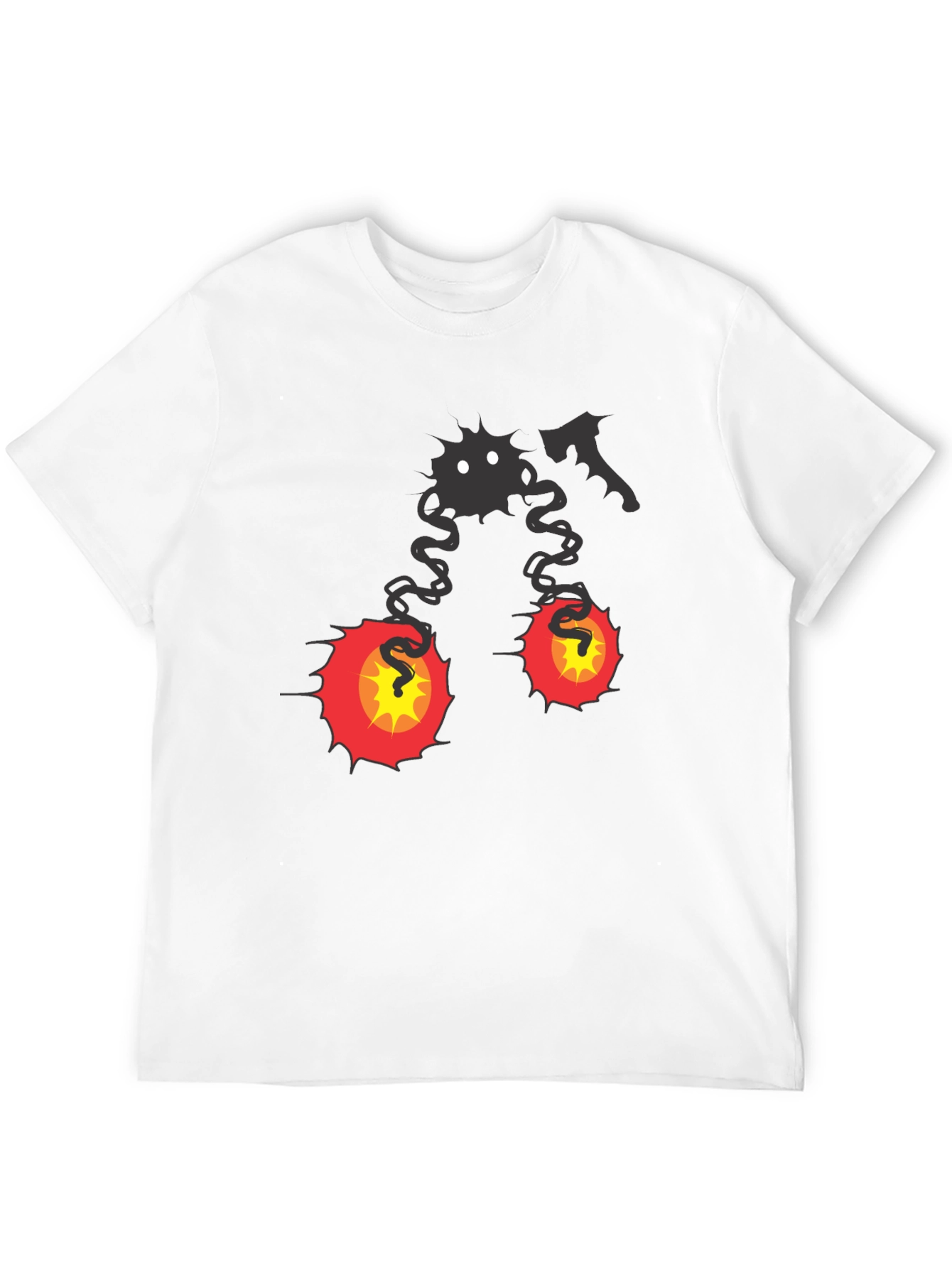 Spooky Cartoon Character Graphic Tee - Black