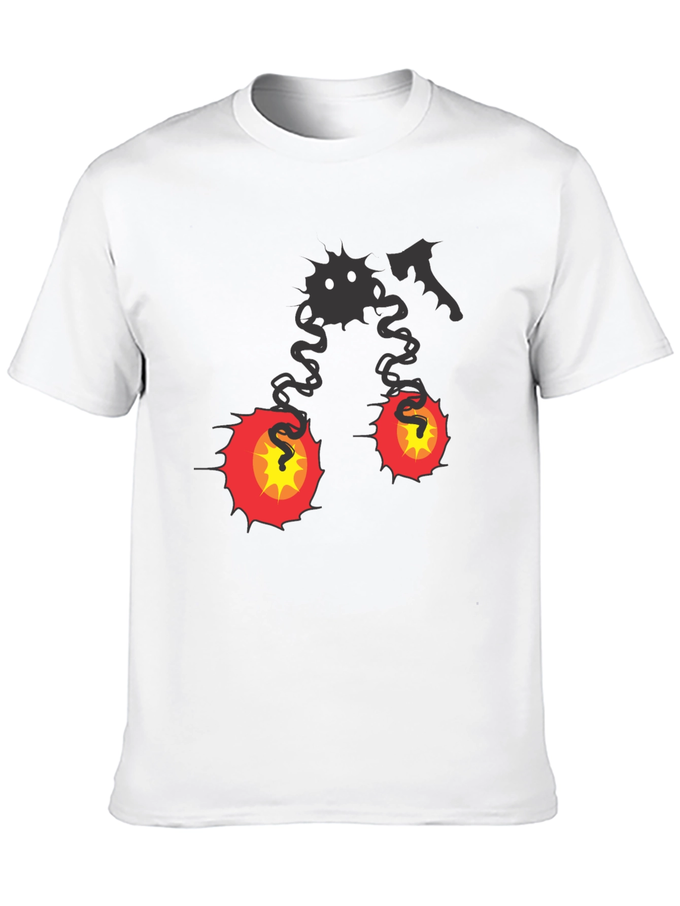 Spooky Cartoon Character Graphic Tee - Black