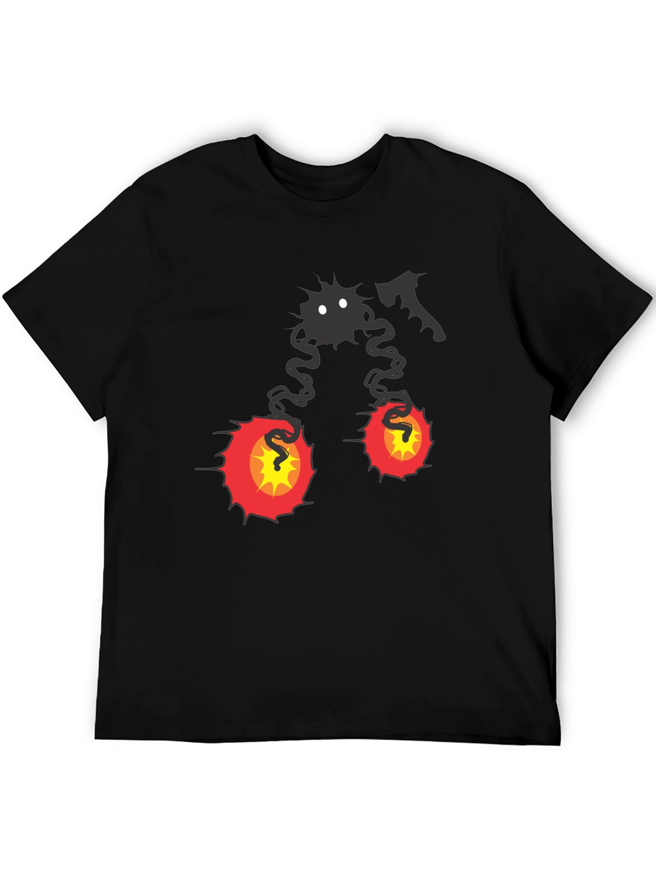 Spooky Cartoon Character Graphic Tee - Black