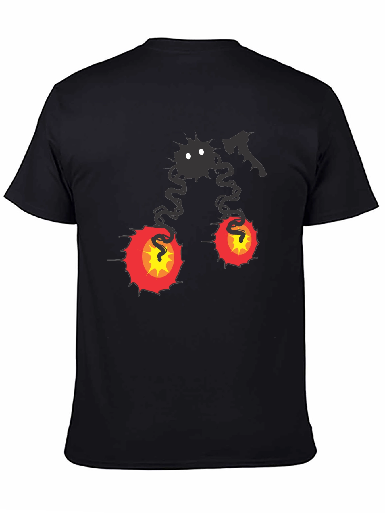Spooky Cartoon Character Graphic Tee - Black