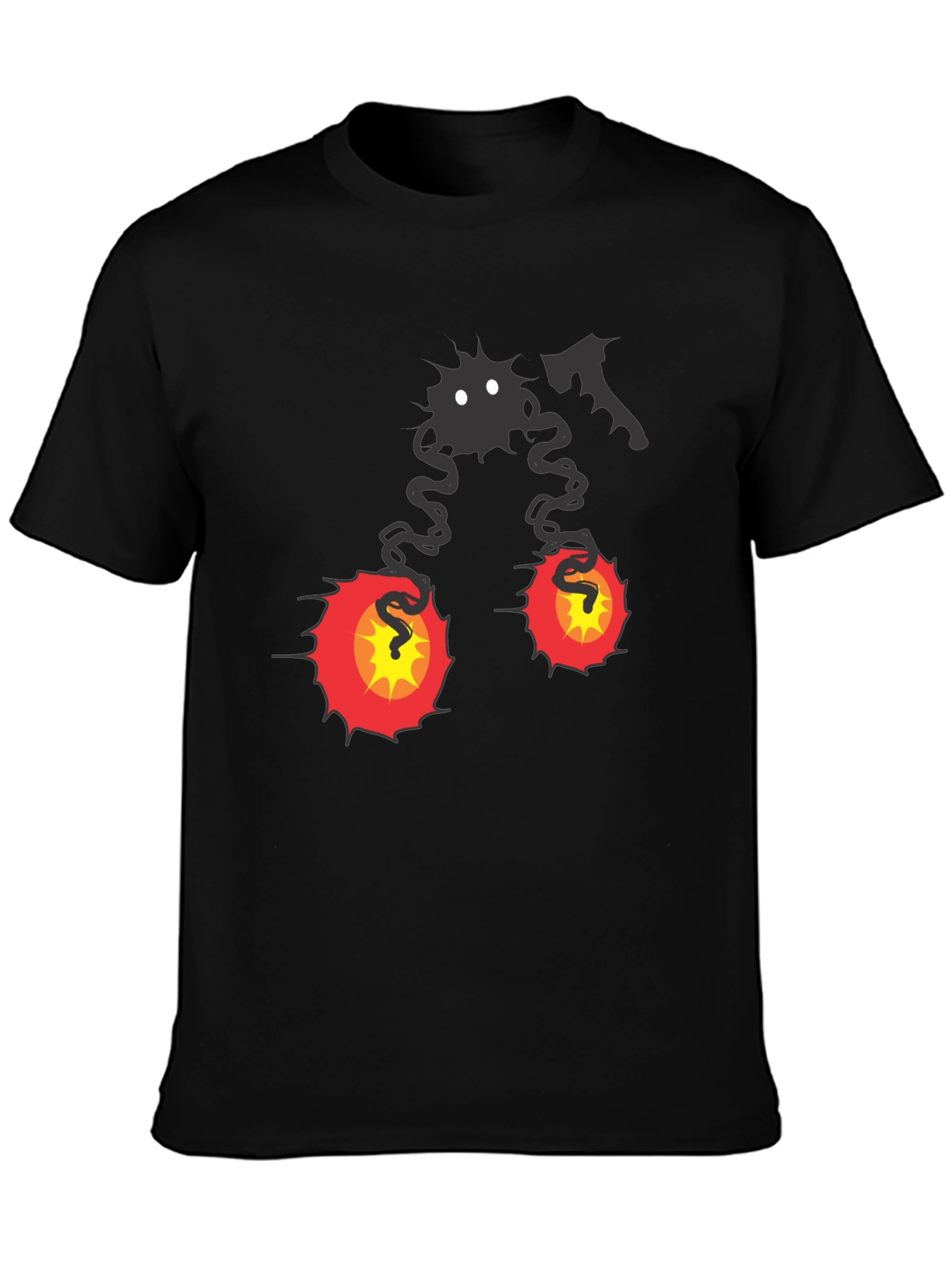 Spooky Cartoon Character Graphic Tee - Black