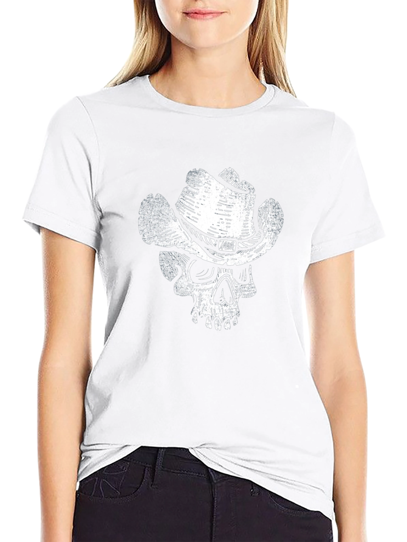 Skull Cowboy Graphic T-Shirt - Black