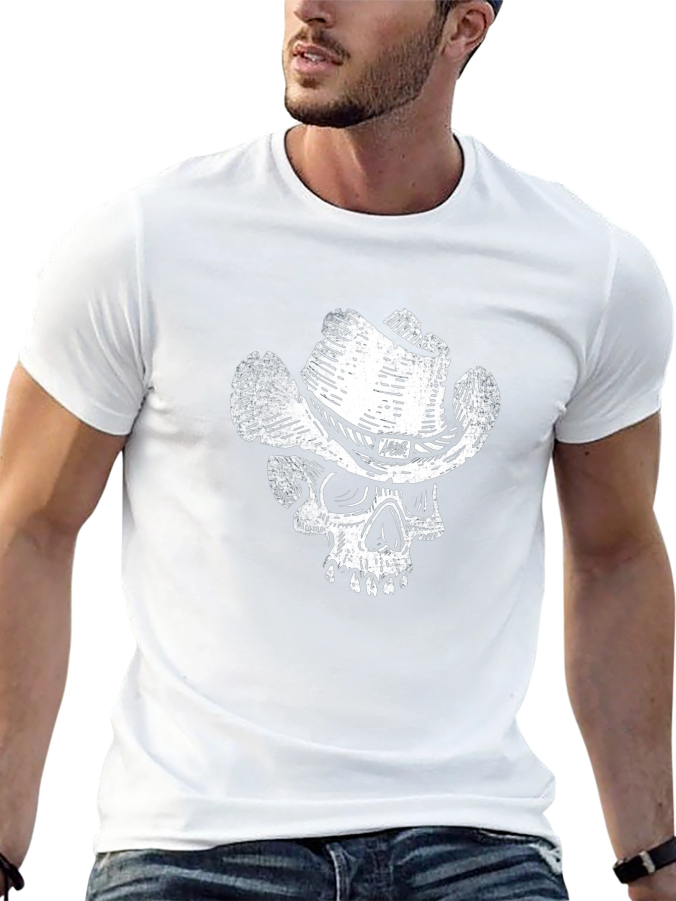 Skull Cowboy Graphic T-Shirt - Black