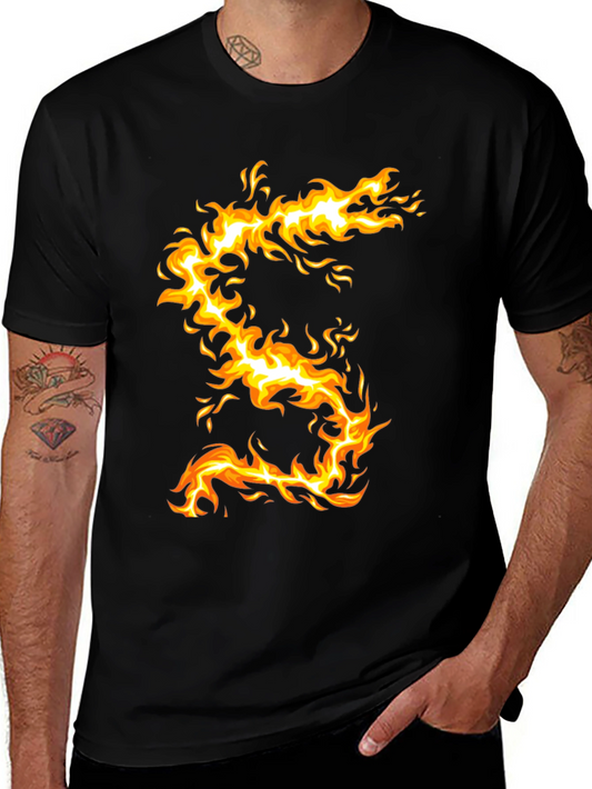 Fiery Dragon Graphic Tee - Mens Black T-Shirt