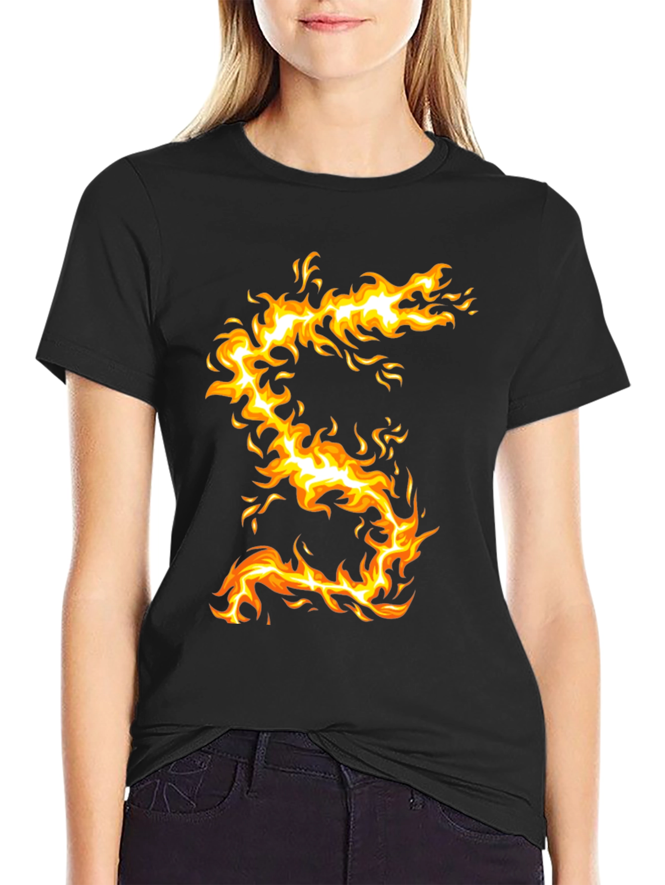 Fiery Dragon Graphic Tee - Mens Black T-Shirt