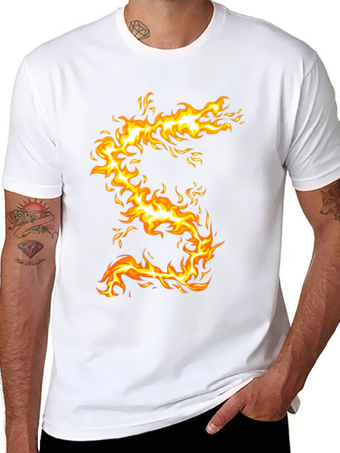 Fiery Dragon Graphic Tee - Mens Black T-Shirt