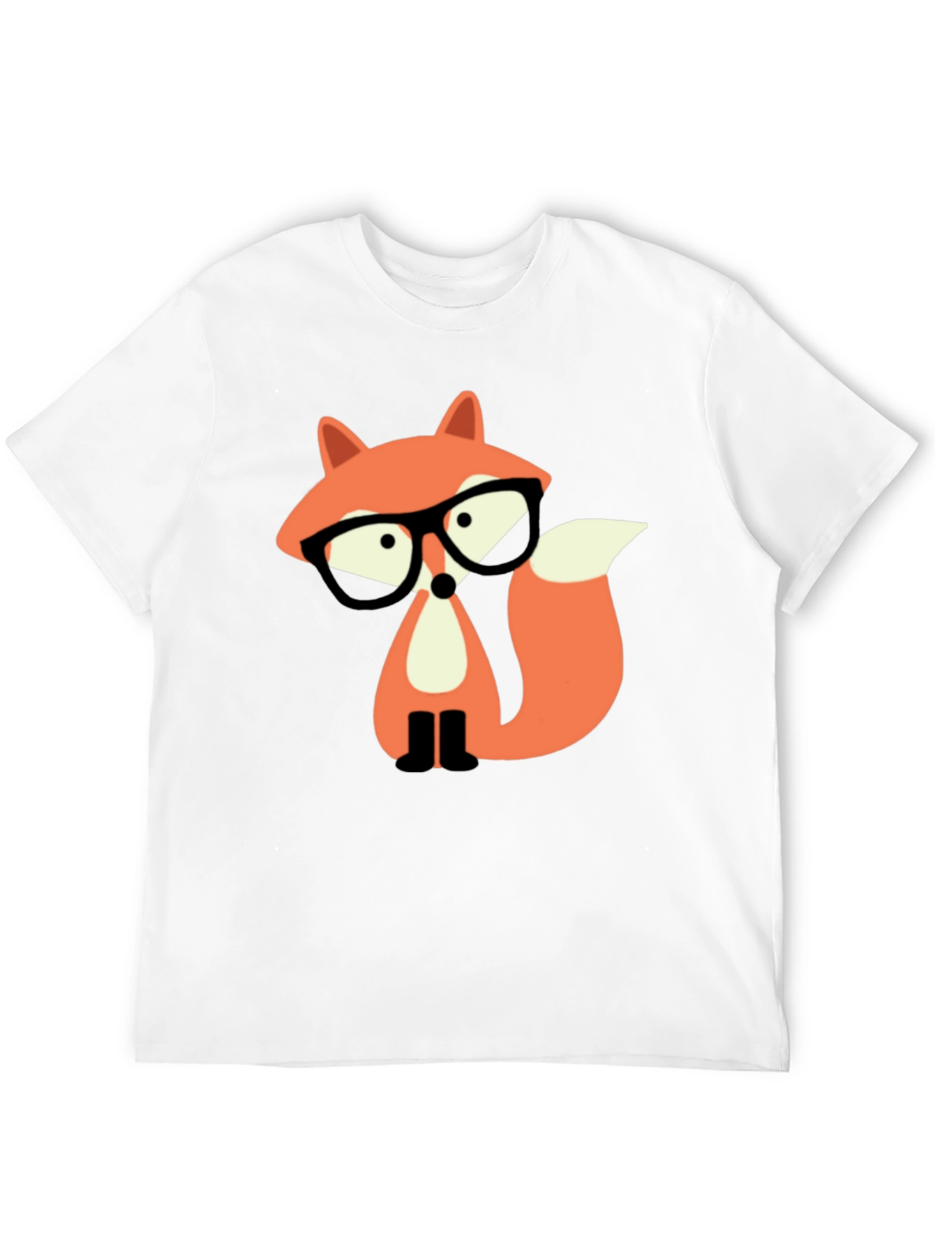 Fox with Glasses Graphic Tee - Black