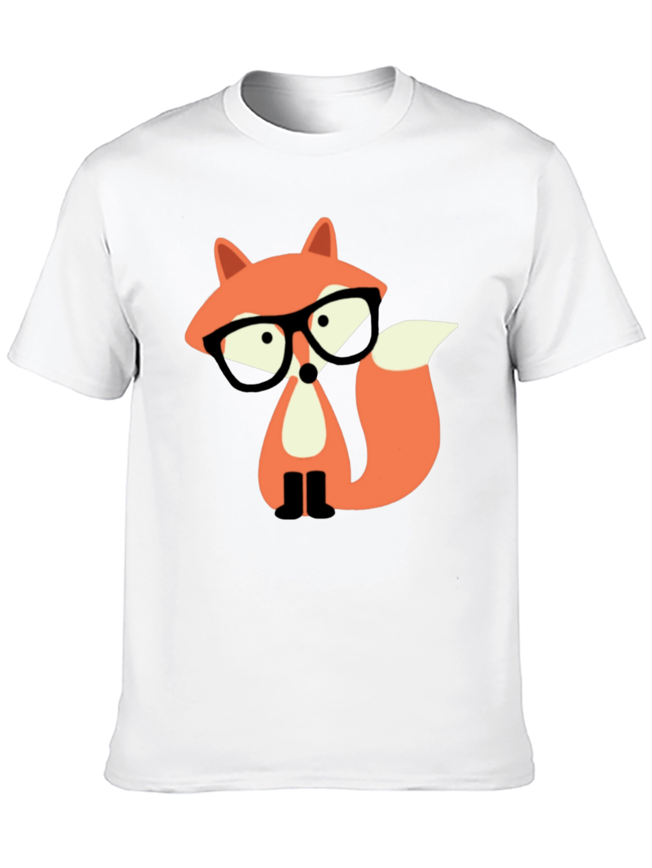 Fox with Glasses Graphic Tee - Black