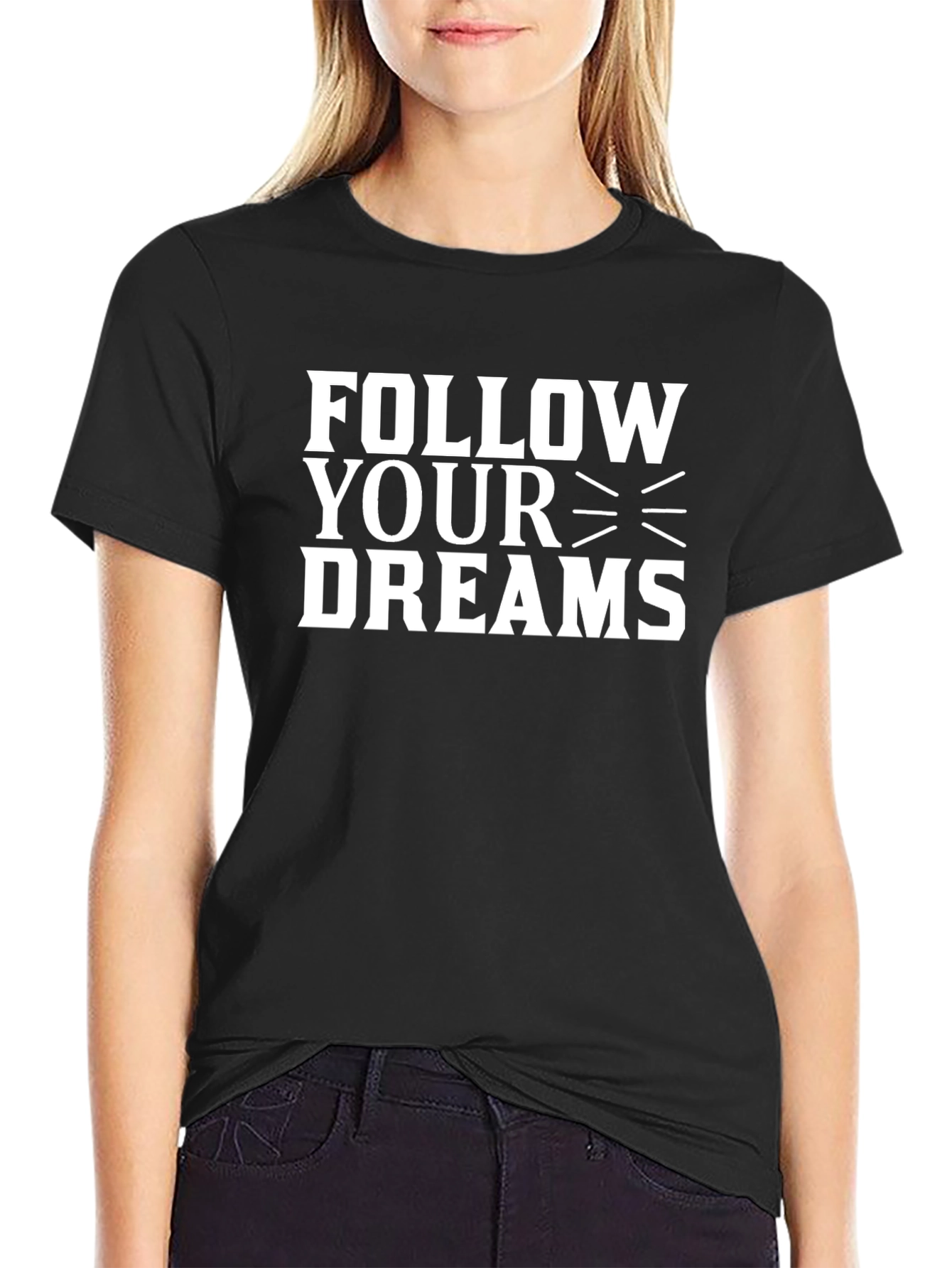 Follow Your Dreams Graphic Black T-Shirt