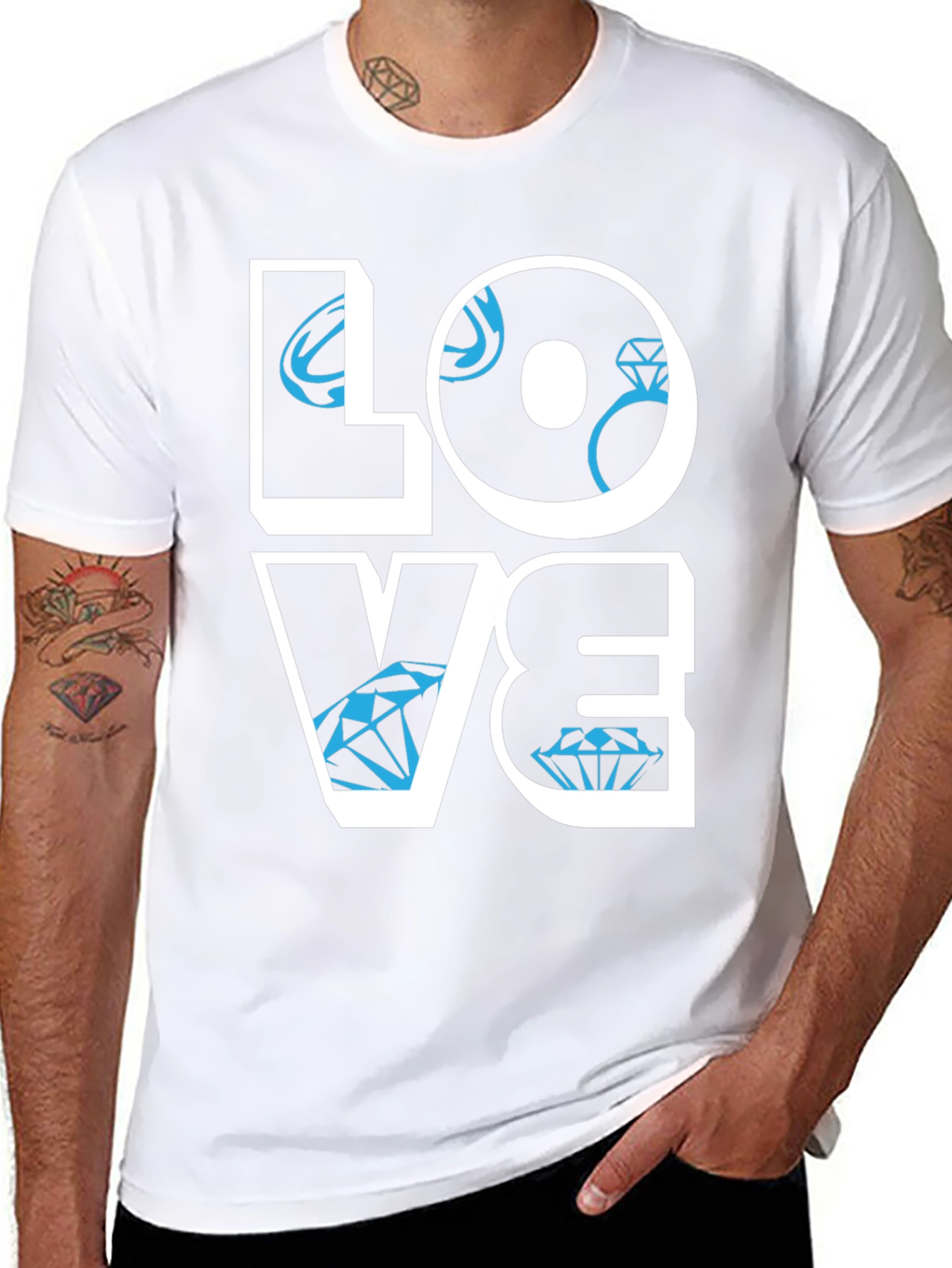 LOVE Diamond Graphic Tee - Stylish Mens Black T-Shirt