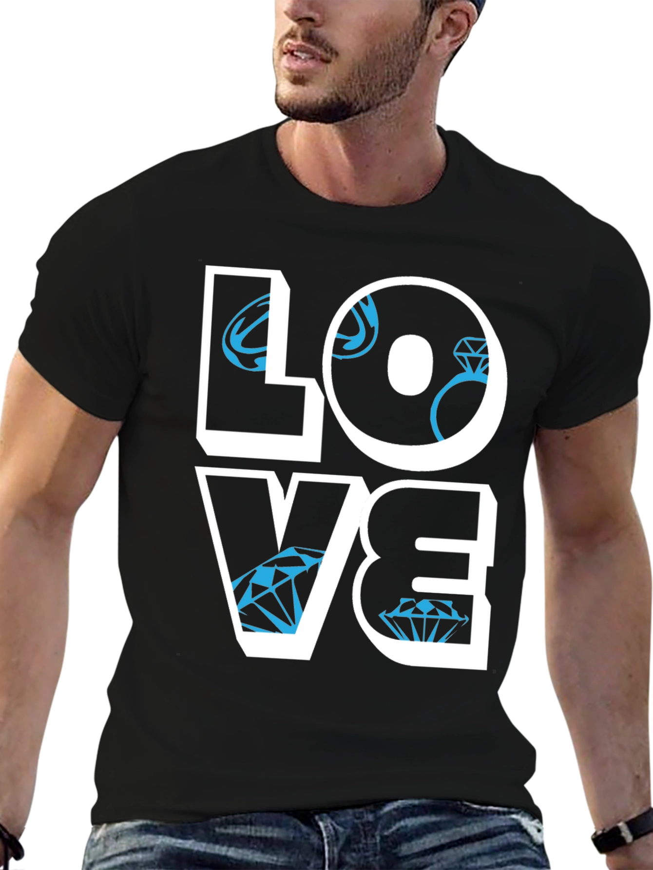 LOVE Diamond Graphic Tee - Stylish Mens Black T-Shirt
