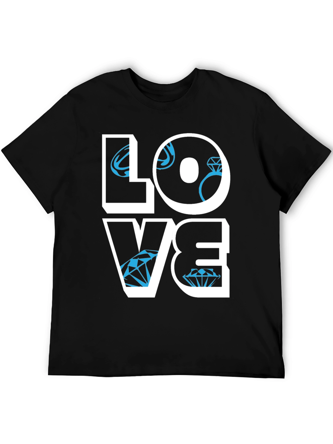 LOVE Diamond Graphic Tee - Stylish Mens Black T-Shirt