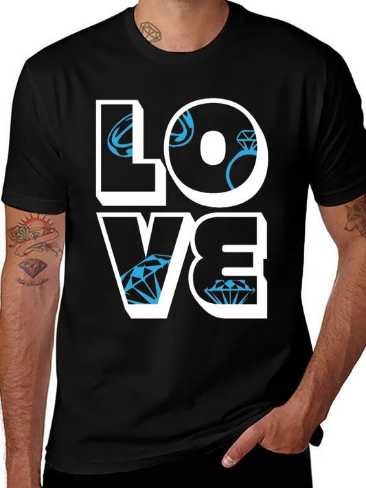 LOVE Diamond Graphic Tee - Stylish Mens Black T-Shirt