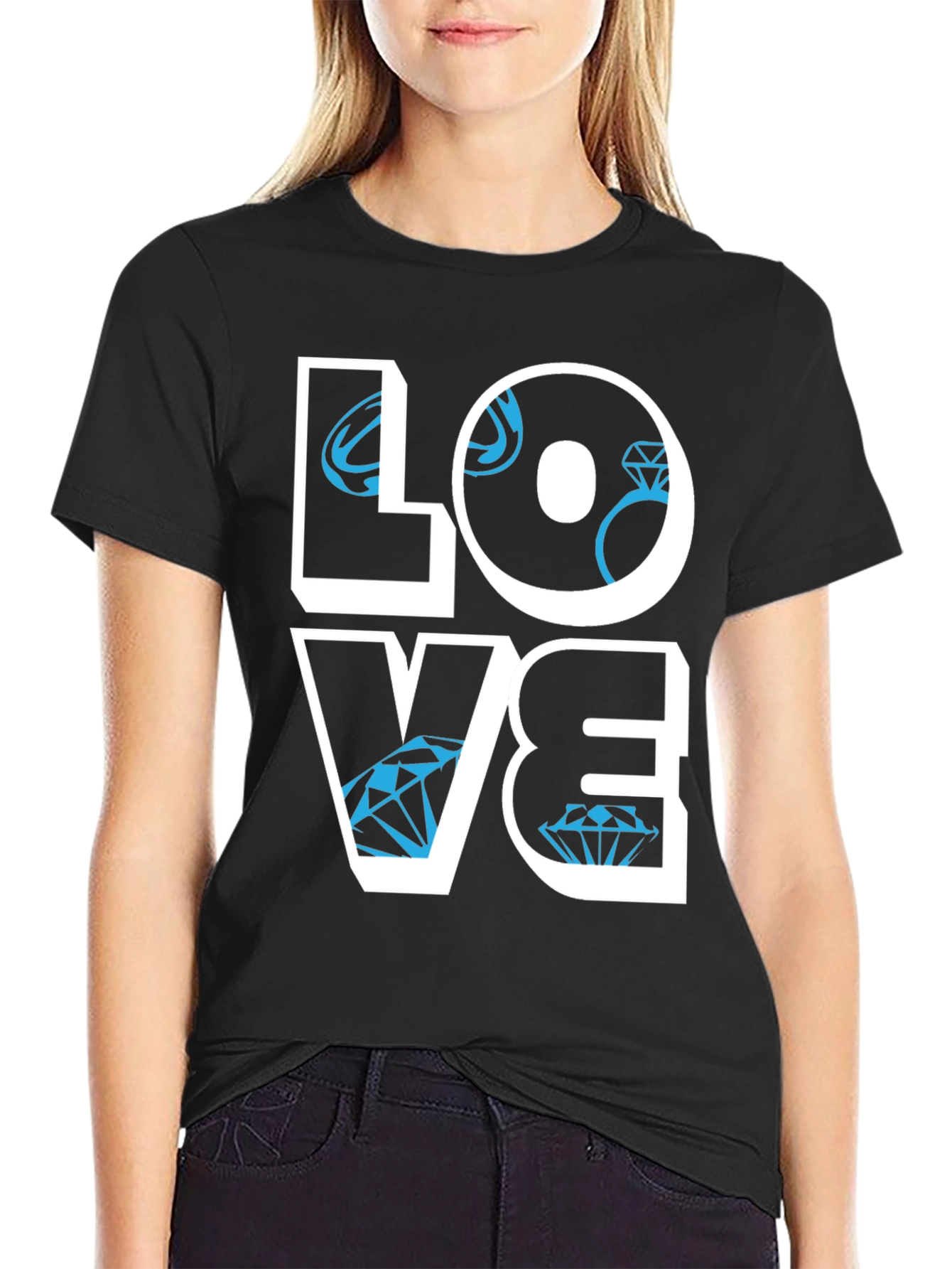 LOVE Diamond Graphic Tee - Stylish Mens Black T-Shirt