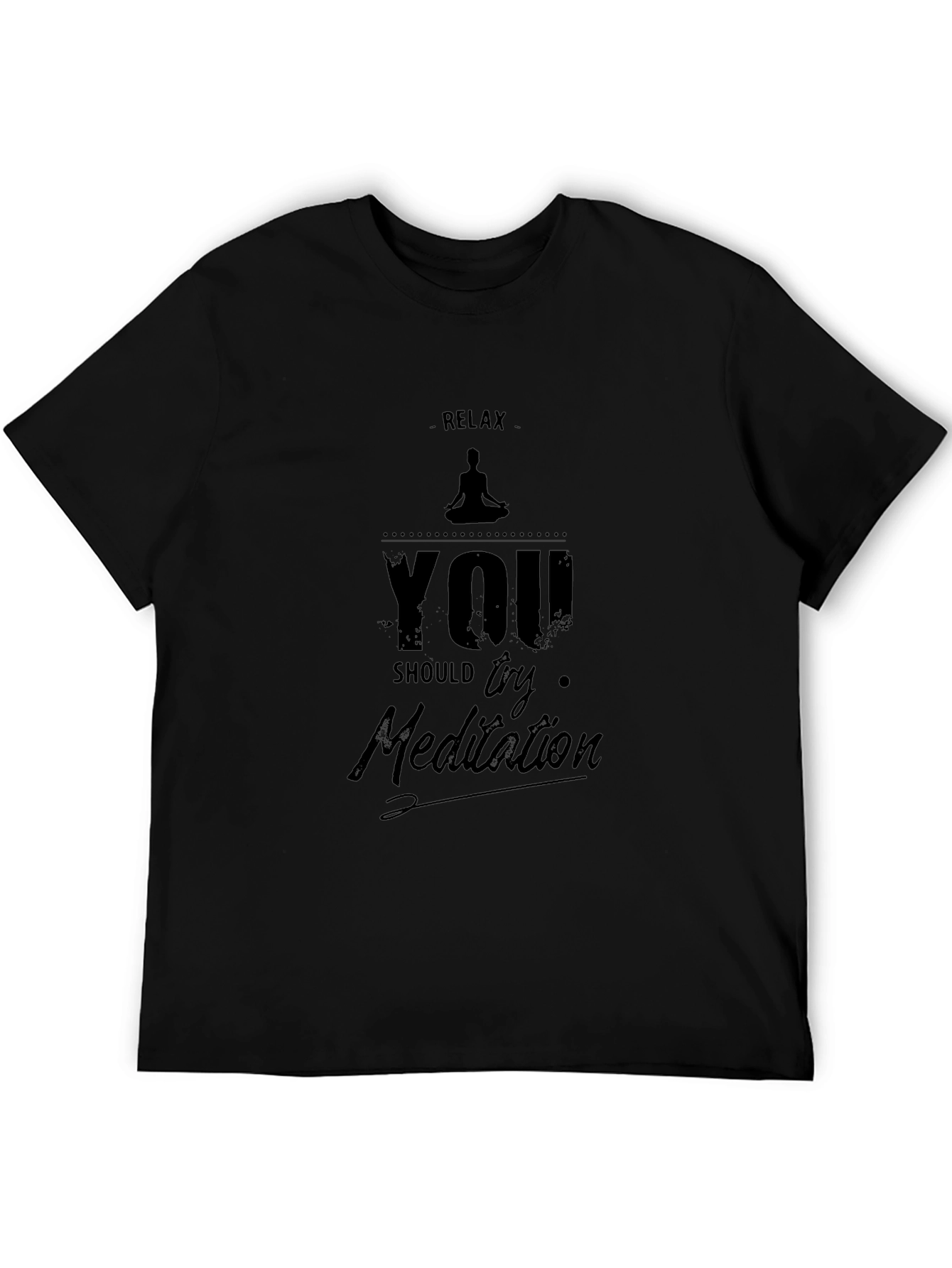 Relax Meditation Graphic Tee - Black Cotton T-Shirt