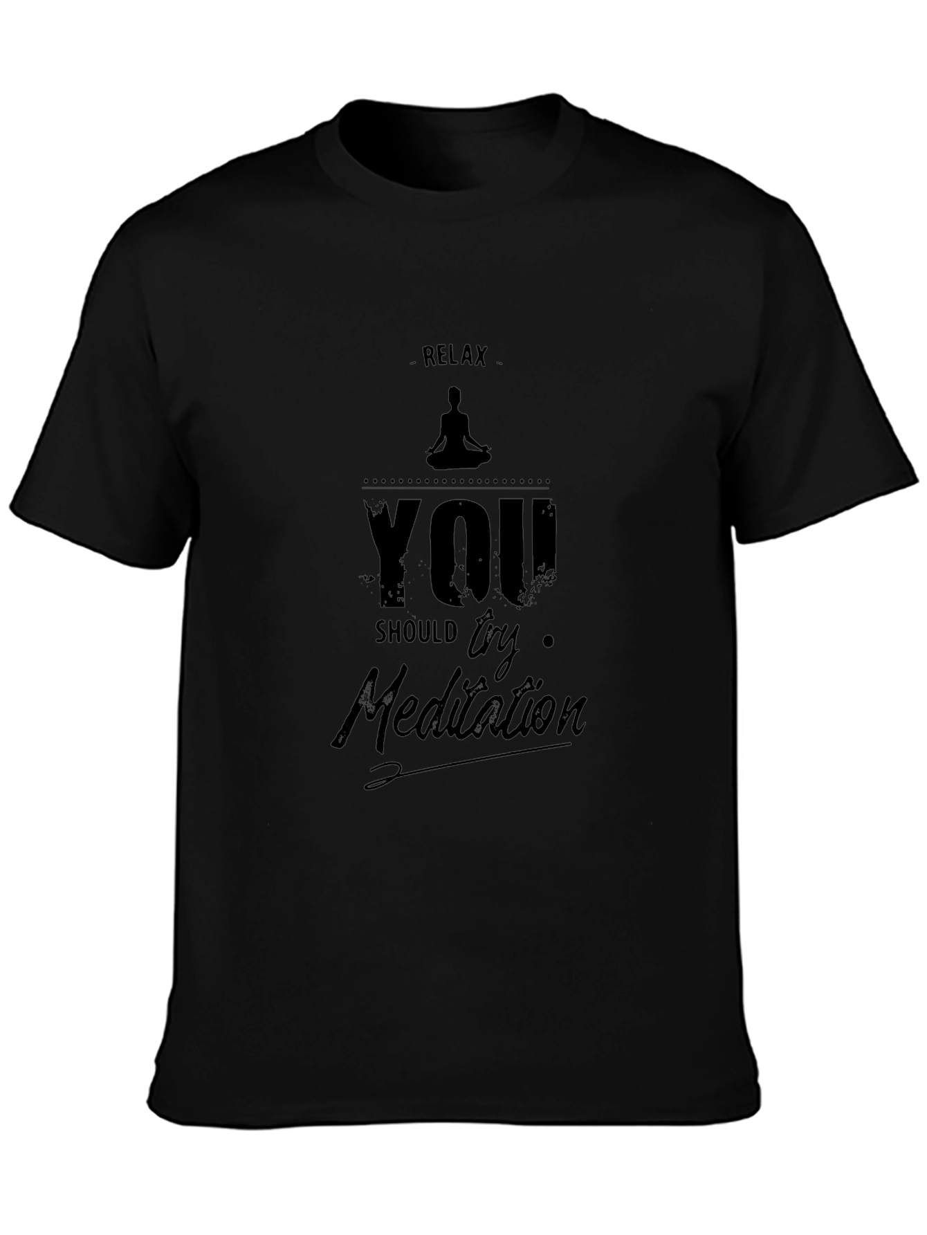 Relax Meditation Graphic Tee - Black Cotton T-Shirt