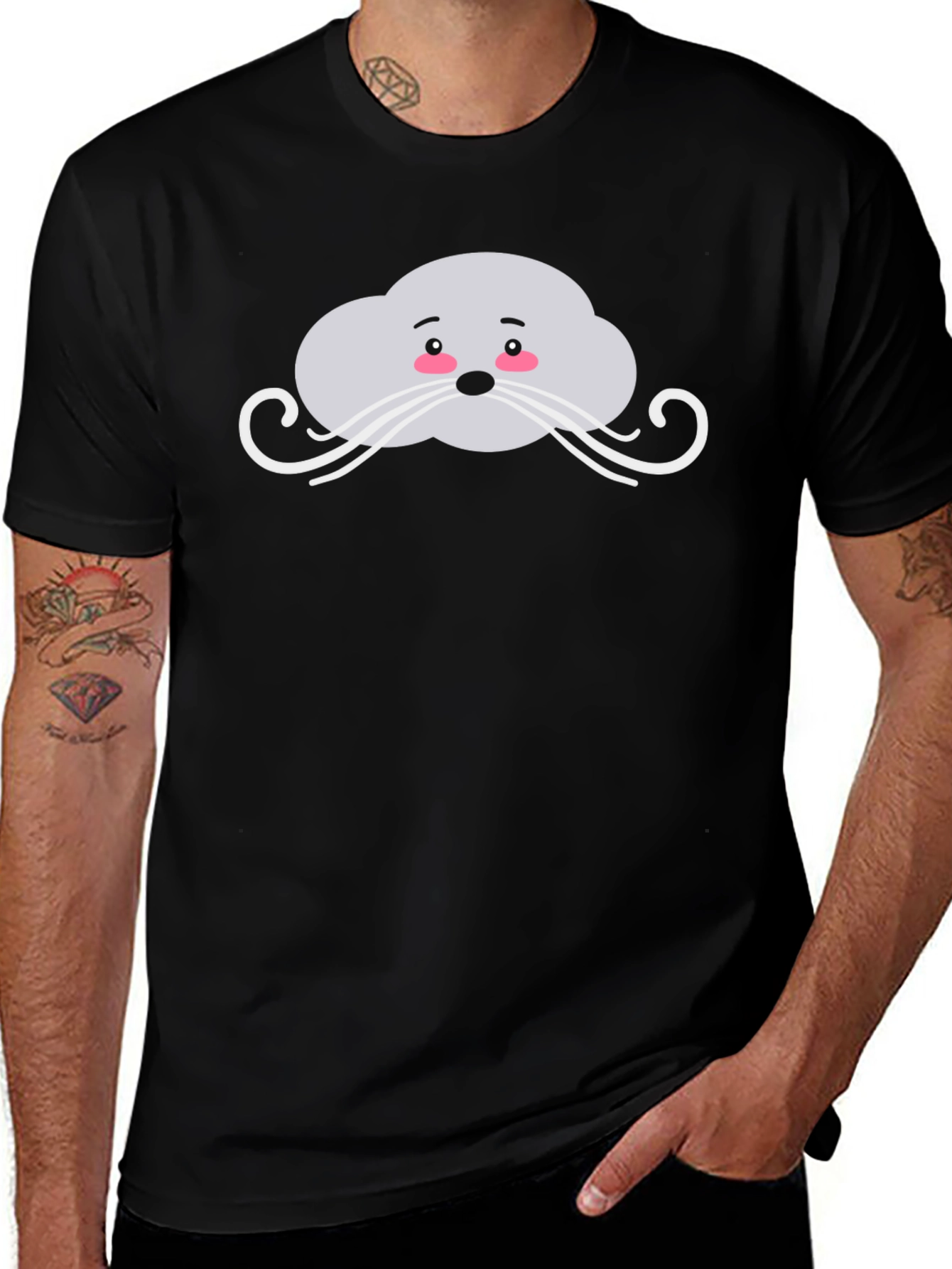 Cute Seal Face Black T-Shirt