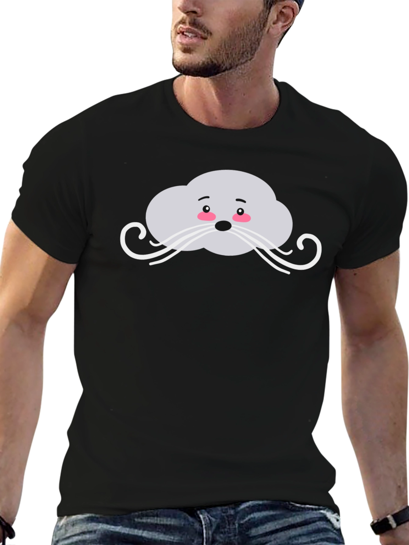 Cute Seal Face Black T-Shirt