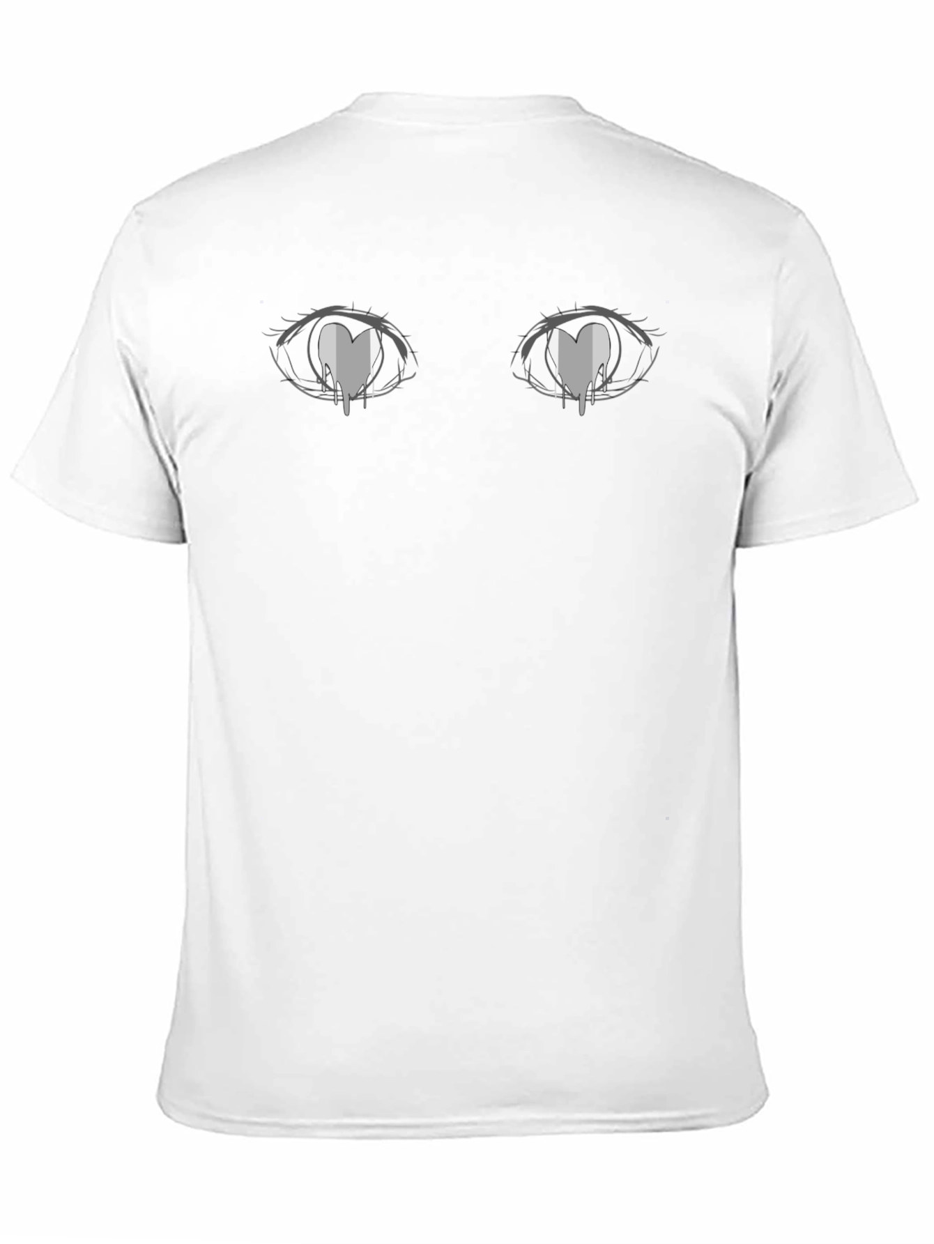 Anime Eyes Heart Tears Graphic Black T-Shirt