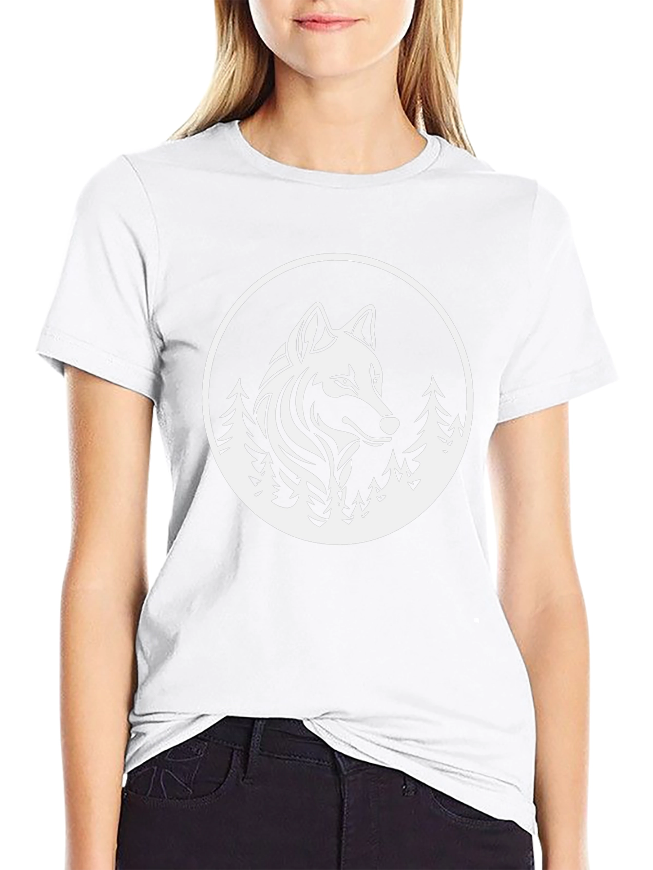 Wolf and Forest Graphic Tee - Black