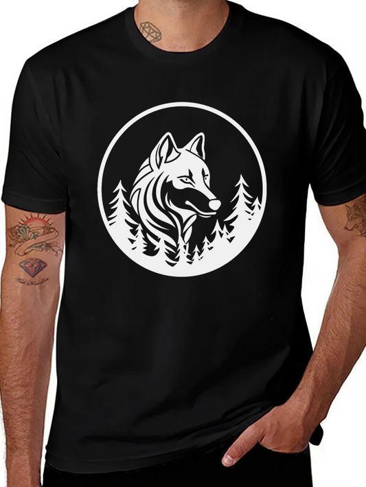 Wolf and Forest Graphic Tee - Black