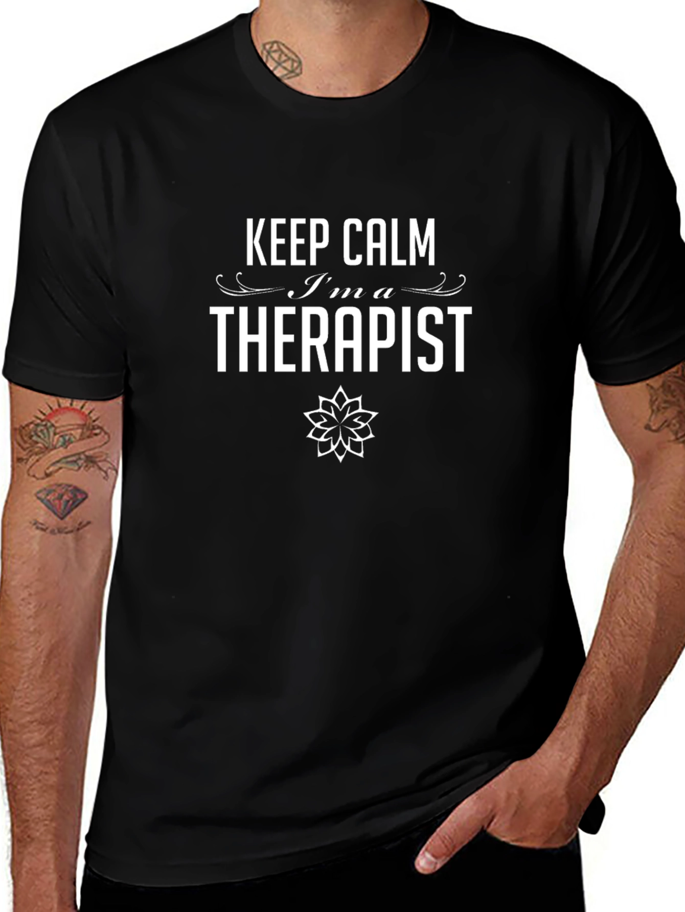 Keep Calm Im a Therapist Black T-Shirt