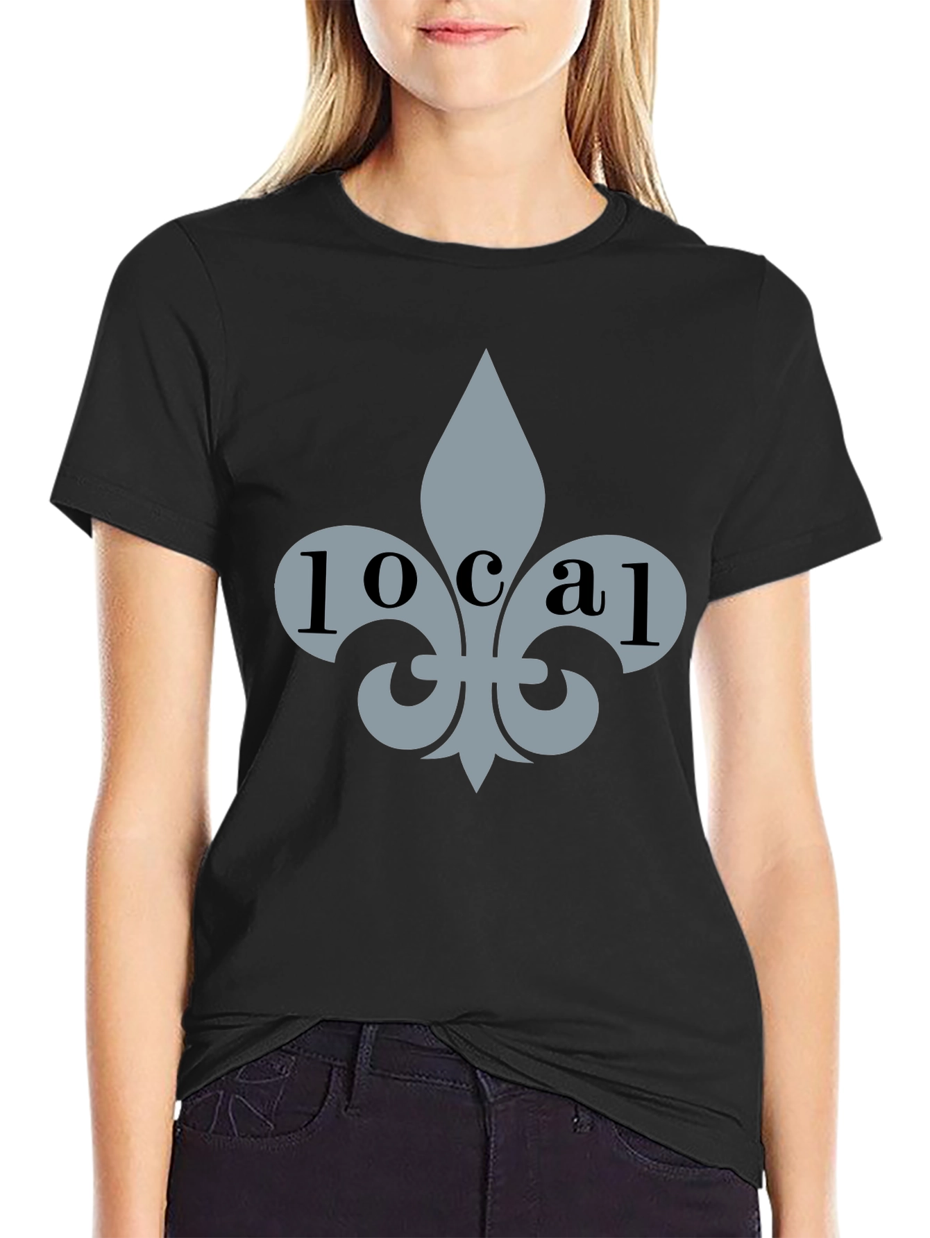 Local Fleur-de-lis Graphic Tee - Stylish Black T-Shirt