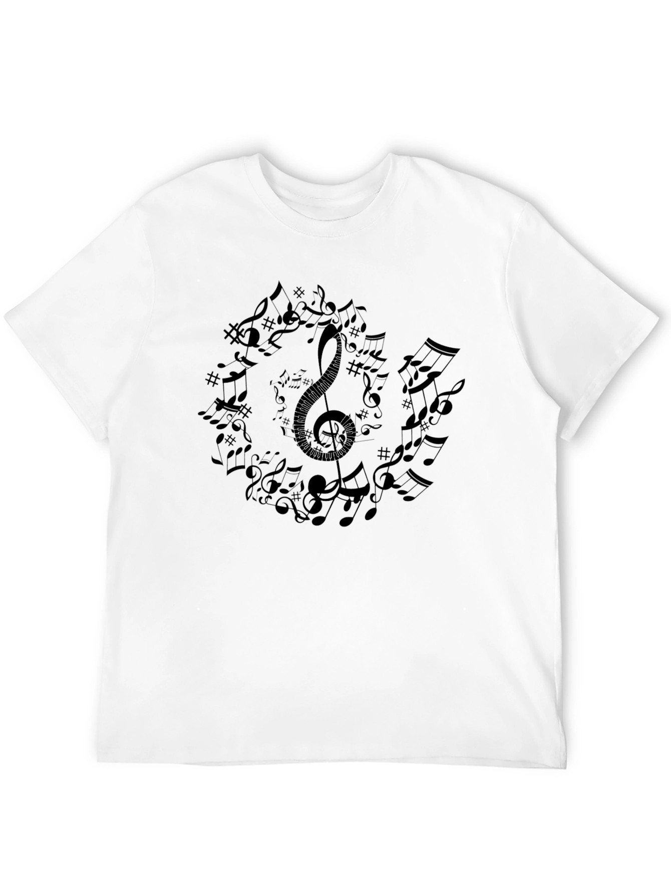 Musical Notes Graphic Tee - Black