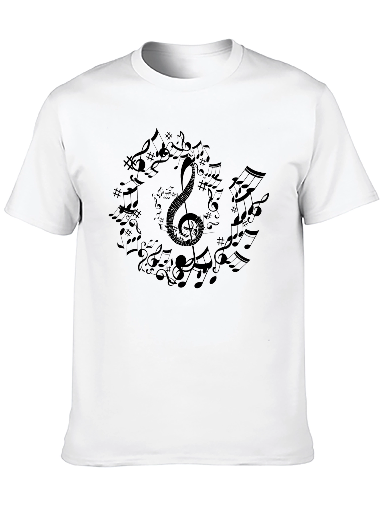 Musical Notes Graphic Tee - Black