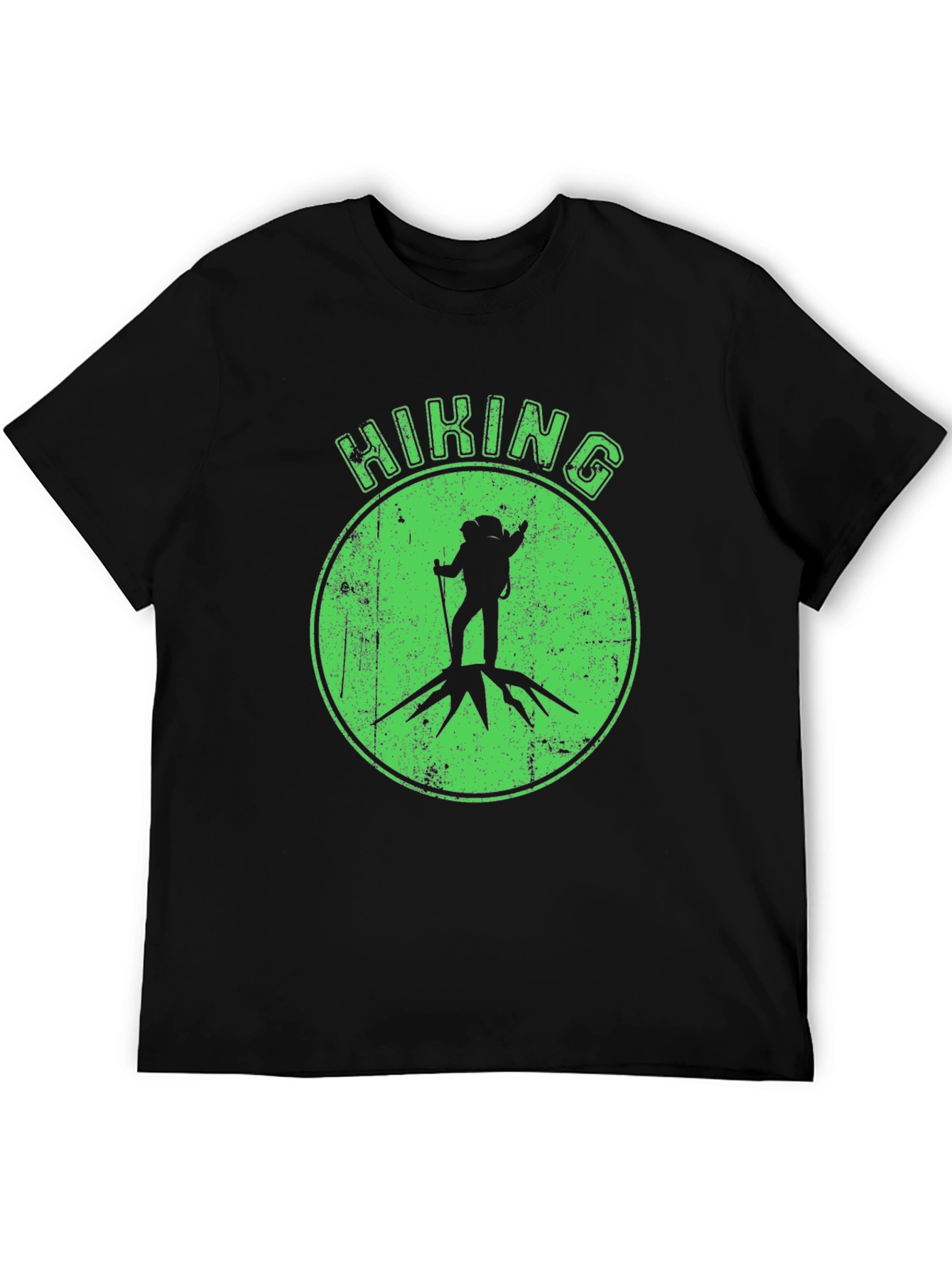 Hiking Adventure Tee - Black Cotton Graphic T-Shirt