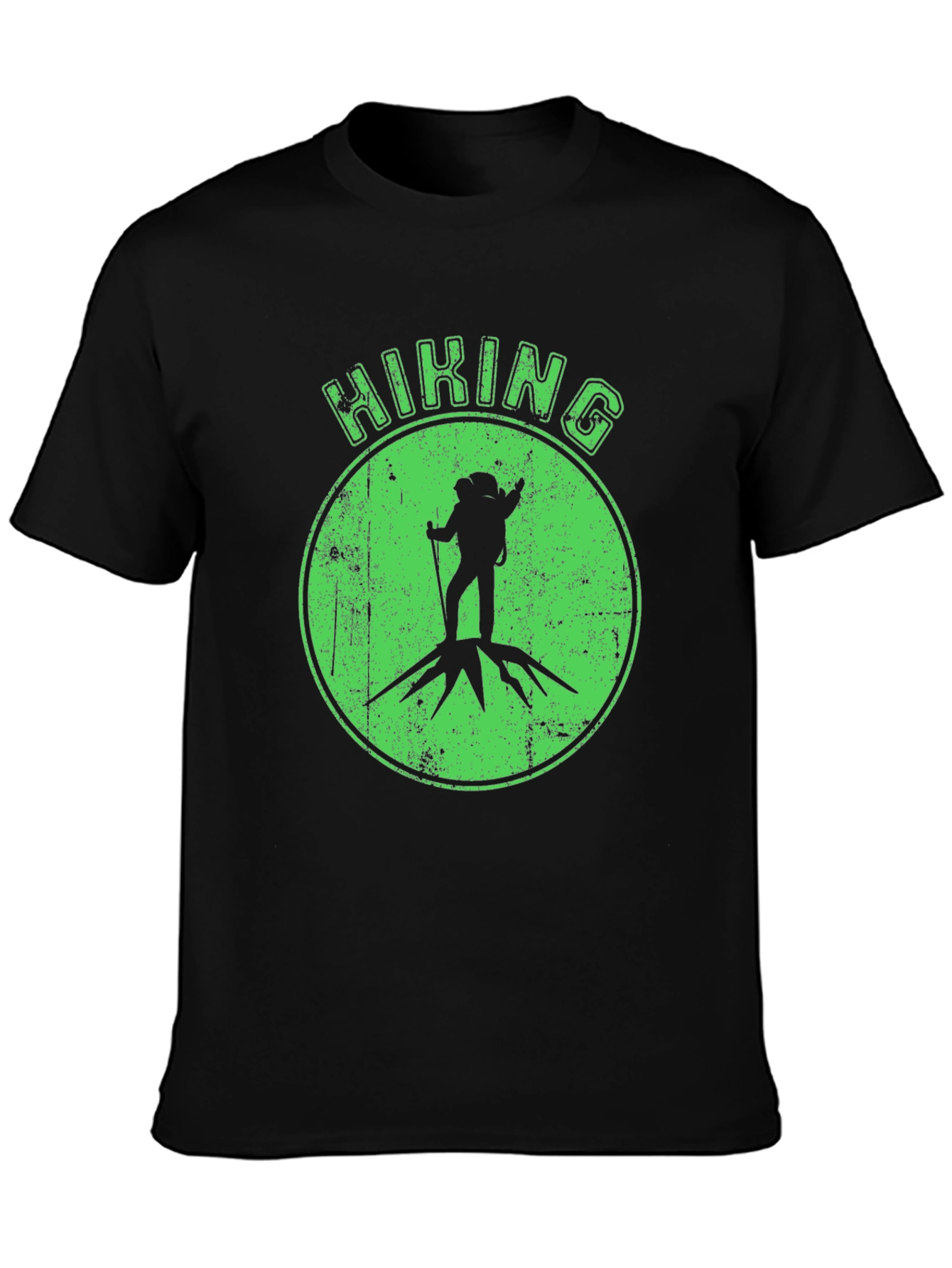 Hiking Adventure Tee - Black Cotton Graphic T-Shirt