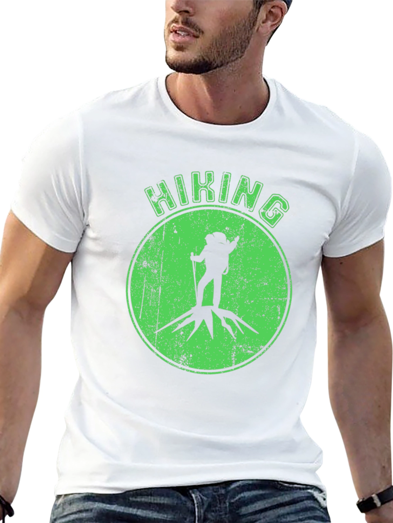 Hiking Adventure Tee - Black Cotton Graphic T-Shirt