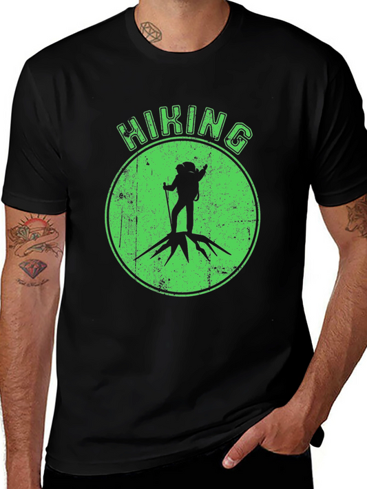 Hiking Adventure Tee - Black Cotton Graphic T-Shirt