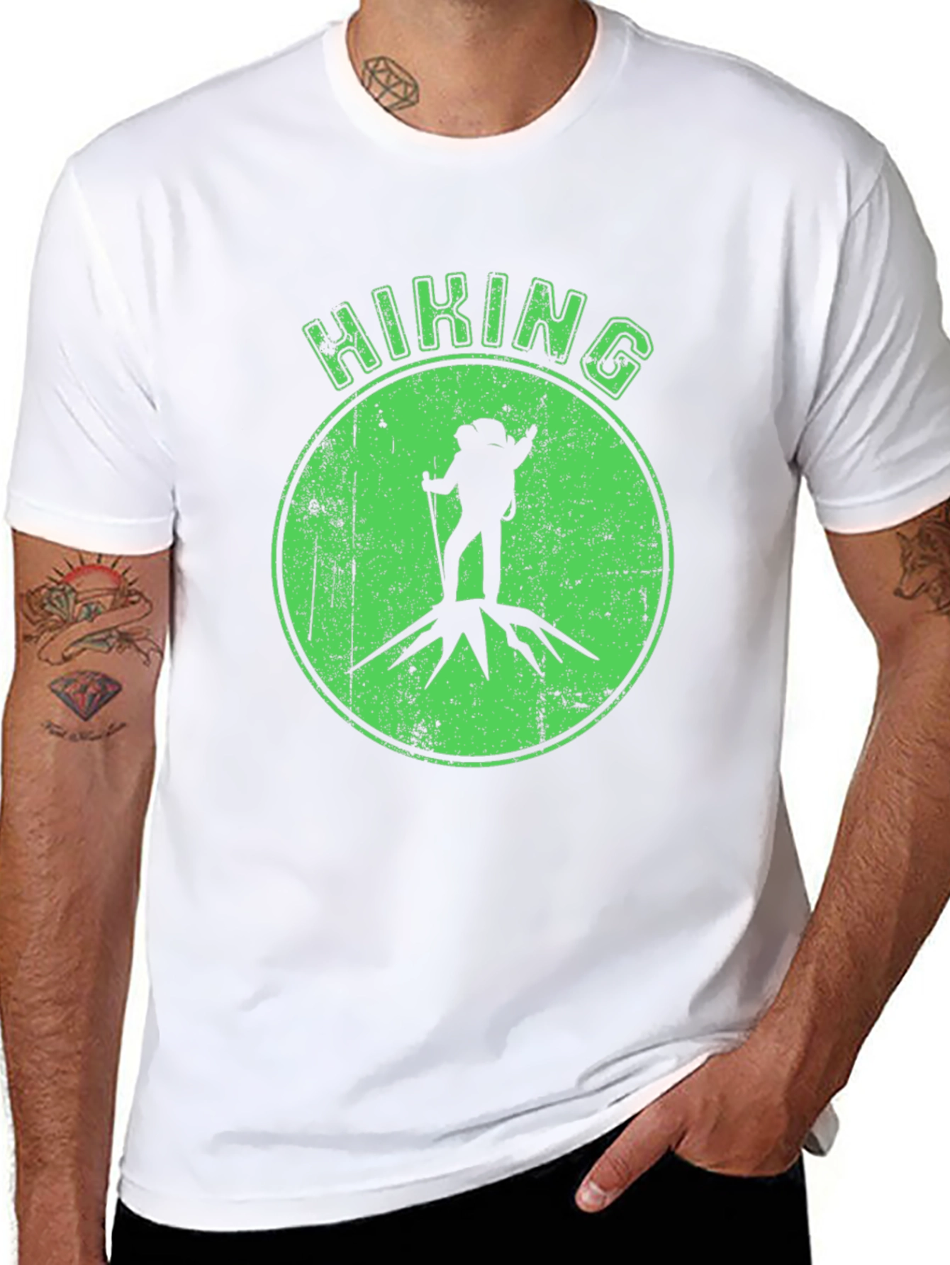 Hiking Adventure Tee - Black Cotton Graphic T-Shirt