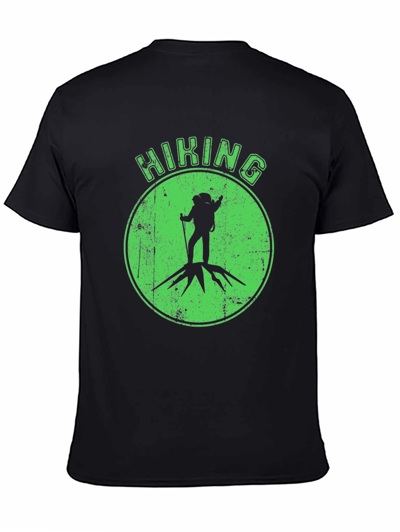 Hiking Adventure Tee - Black Cotton Graphic T-Shirt