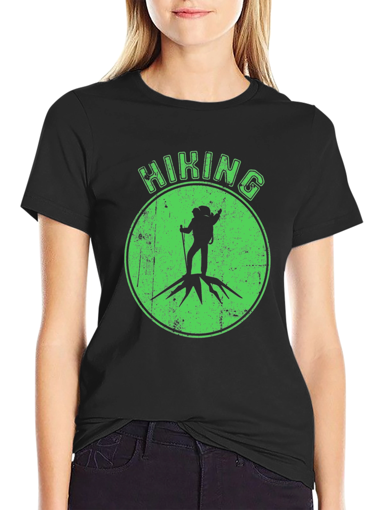 Hiking Adventure Tee - Black Cotton Graphic T-Shirt