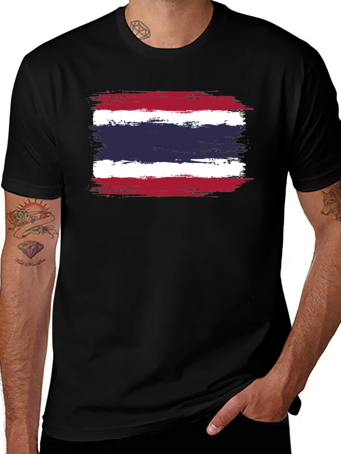Thailand Flag T-Shirt - Distressed Grunge Style