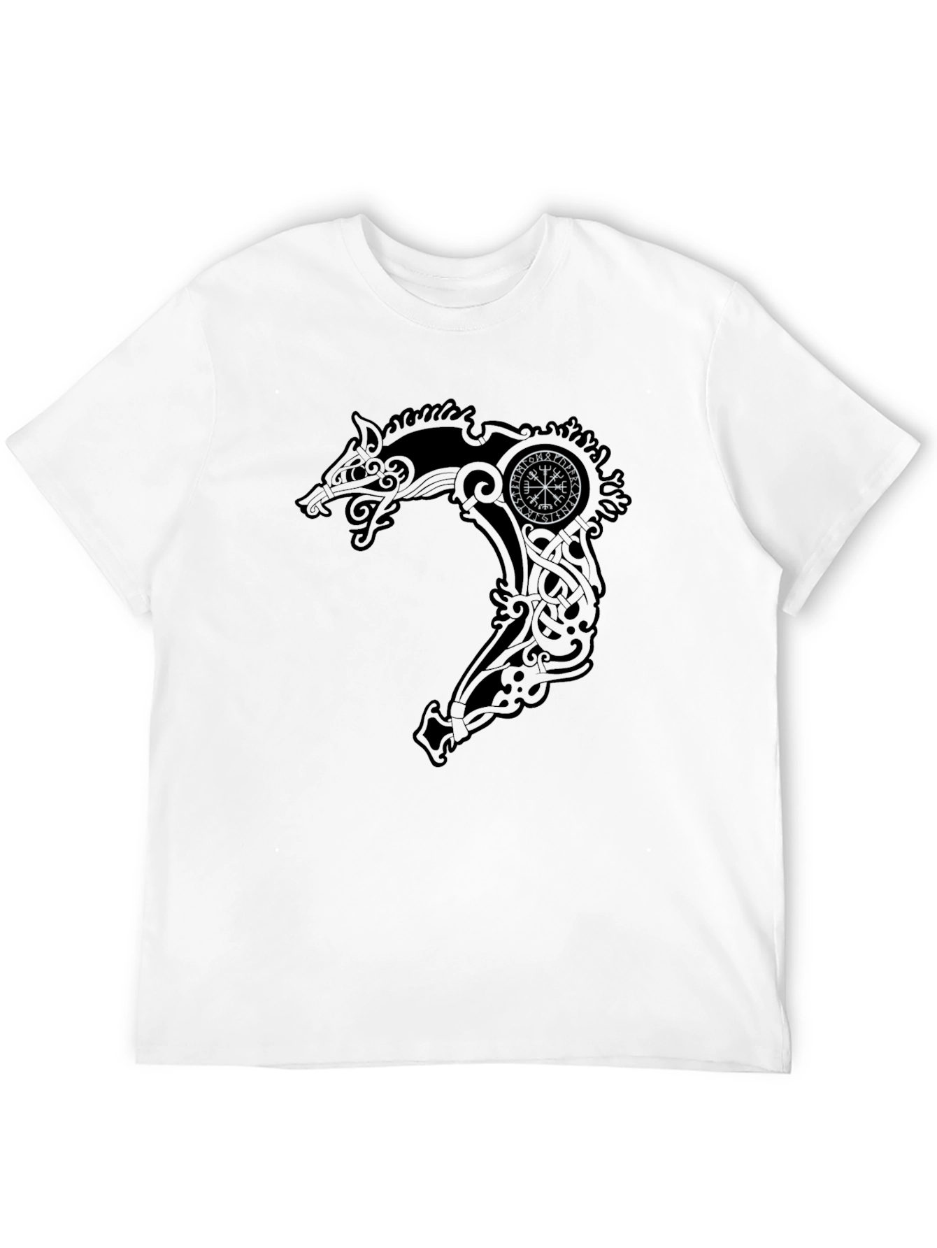 Viking Dragon Compass Graphic Tee - Black