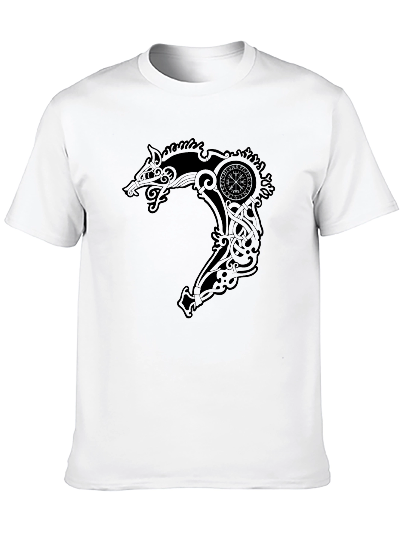 Viking Dragon Compass Graphic Tee - Black