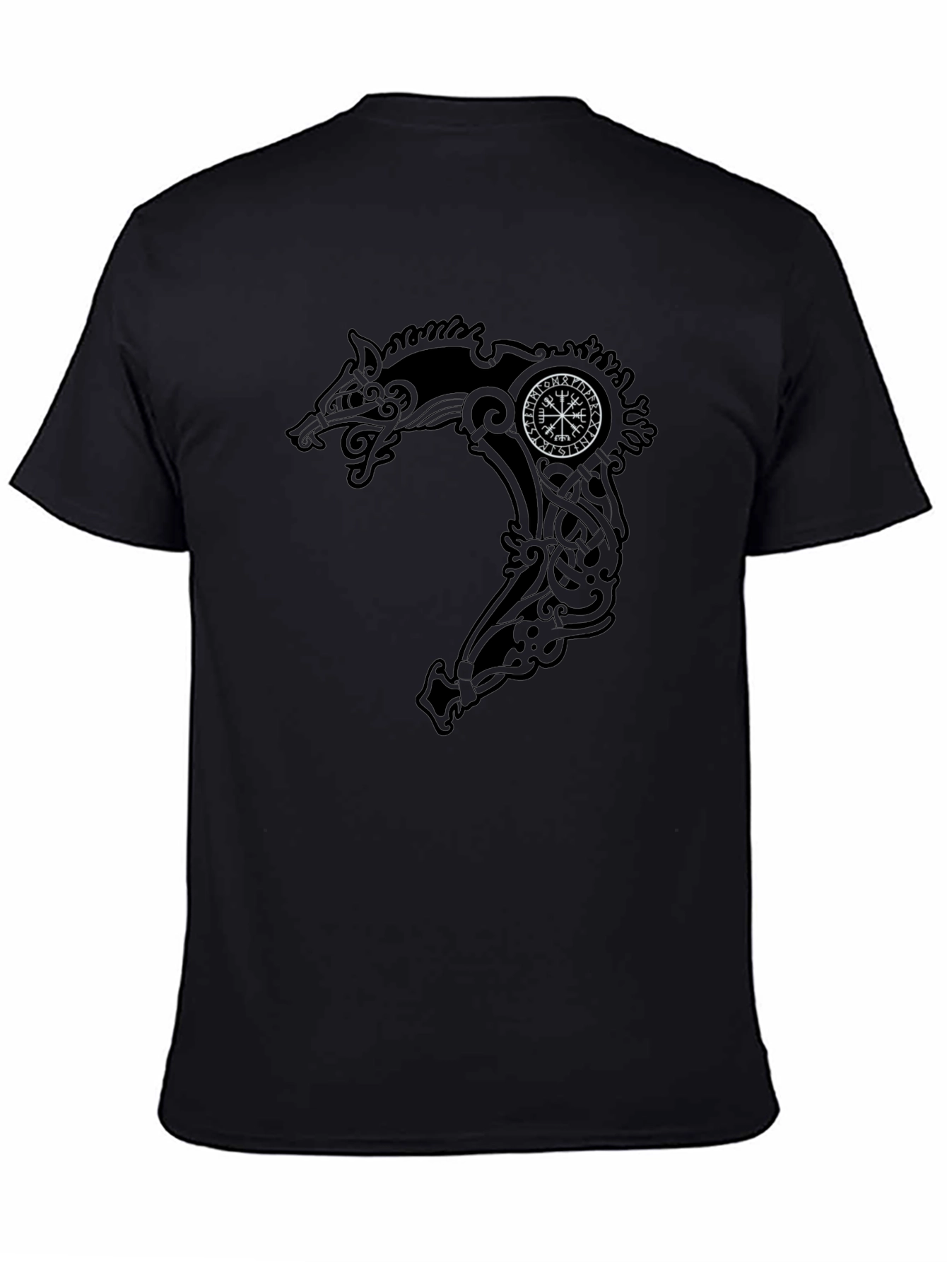 Viking Dragon Compass Graphic Tee - Black