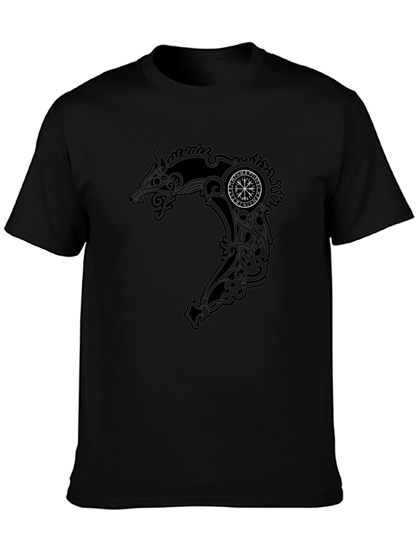 Viking Dragon Compass Graphic Tee - Black