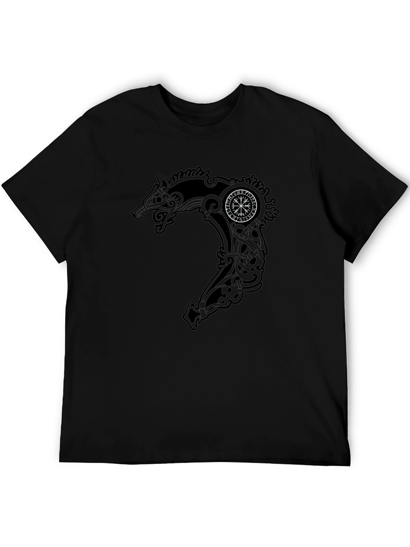 Viking Dragon Compass Graphic Tee - Black